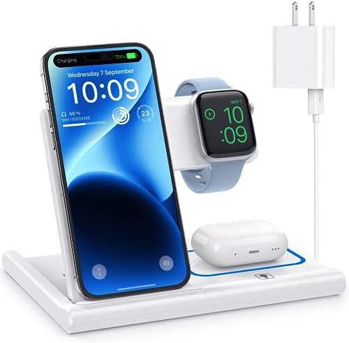 Compact and Efficient: 3-in-1 Wireless Charger for iPhone15 Series, AirPods Pro, and Apple Watch – A Game-Changer!